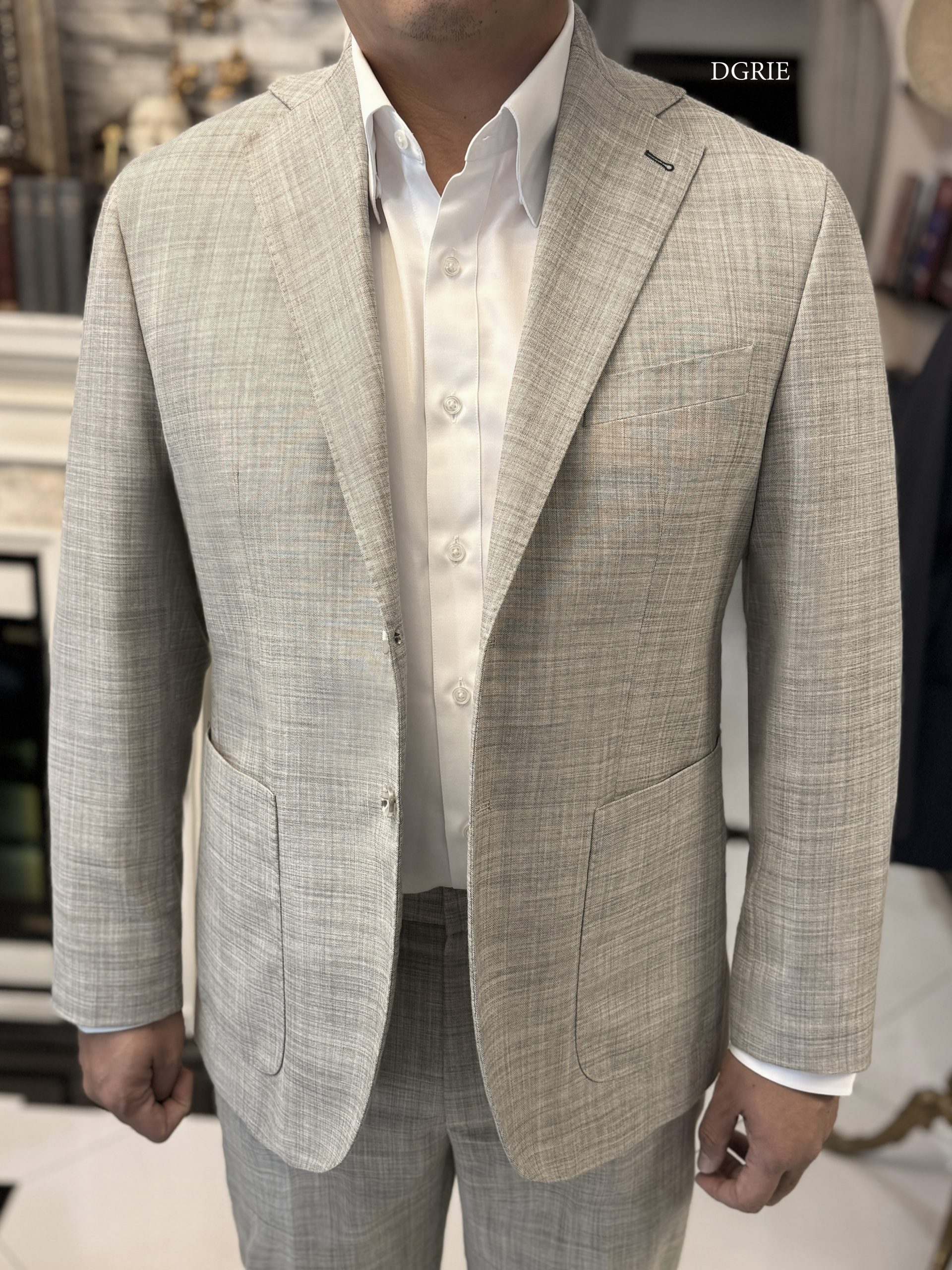 DGRIE Light Grey Wool Linen Suits