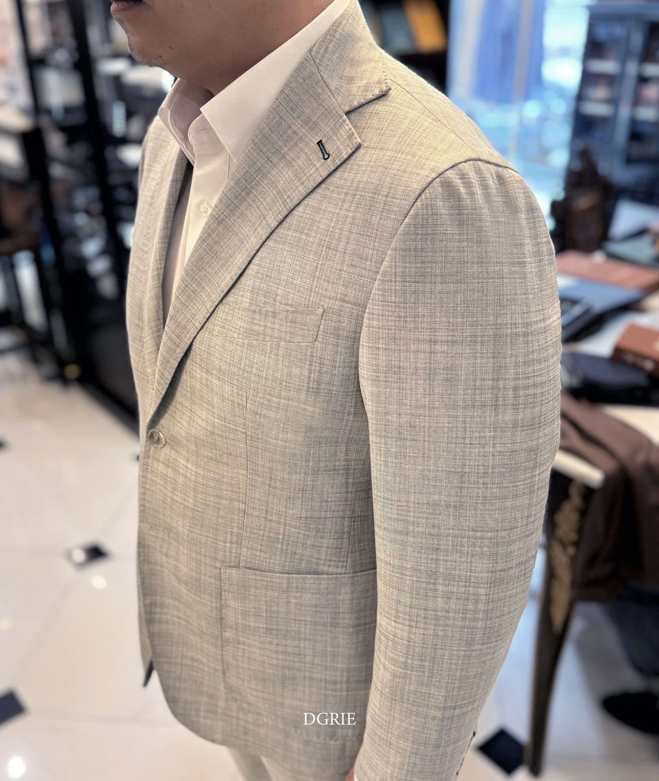 DGRIE Light Grey Wool Linen Suits