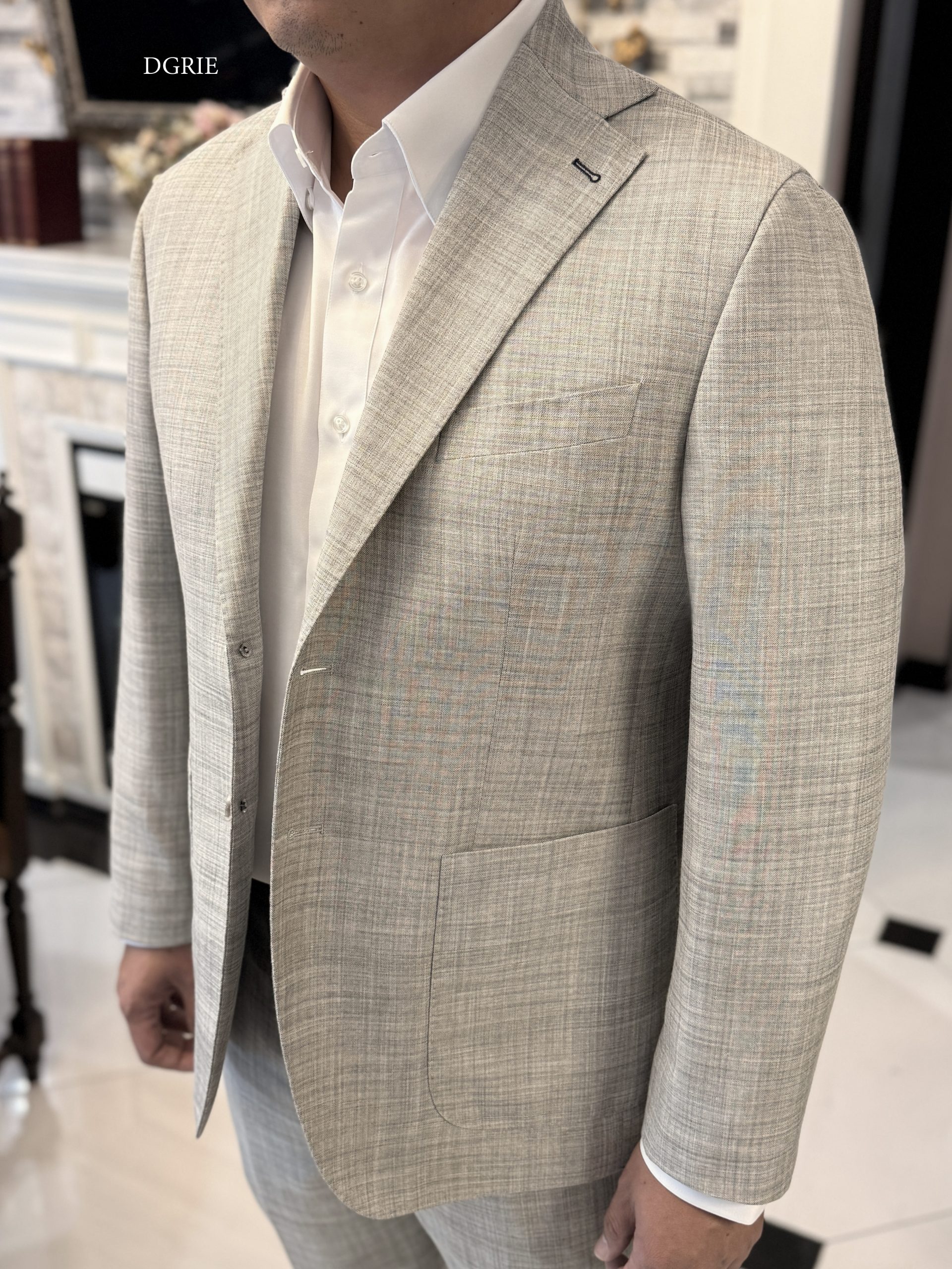 DGRIE Light Grey Wool Linen Suits