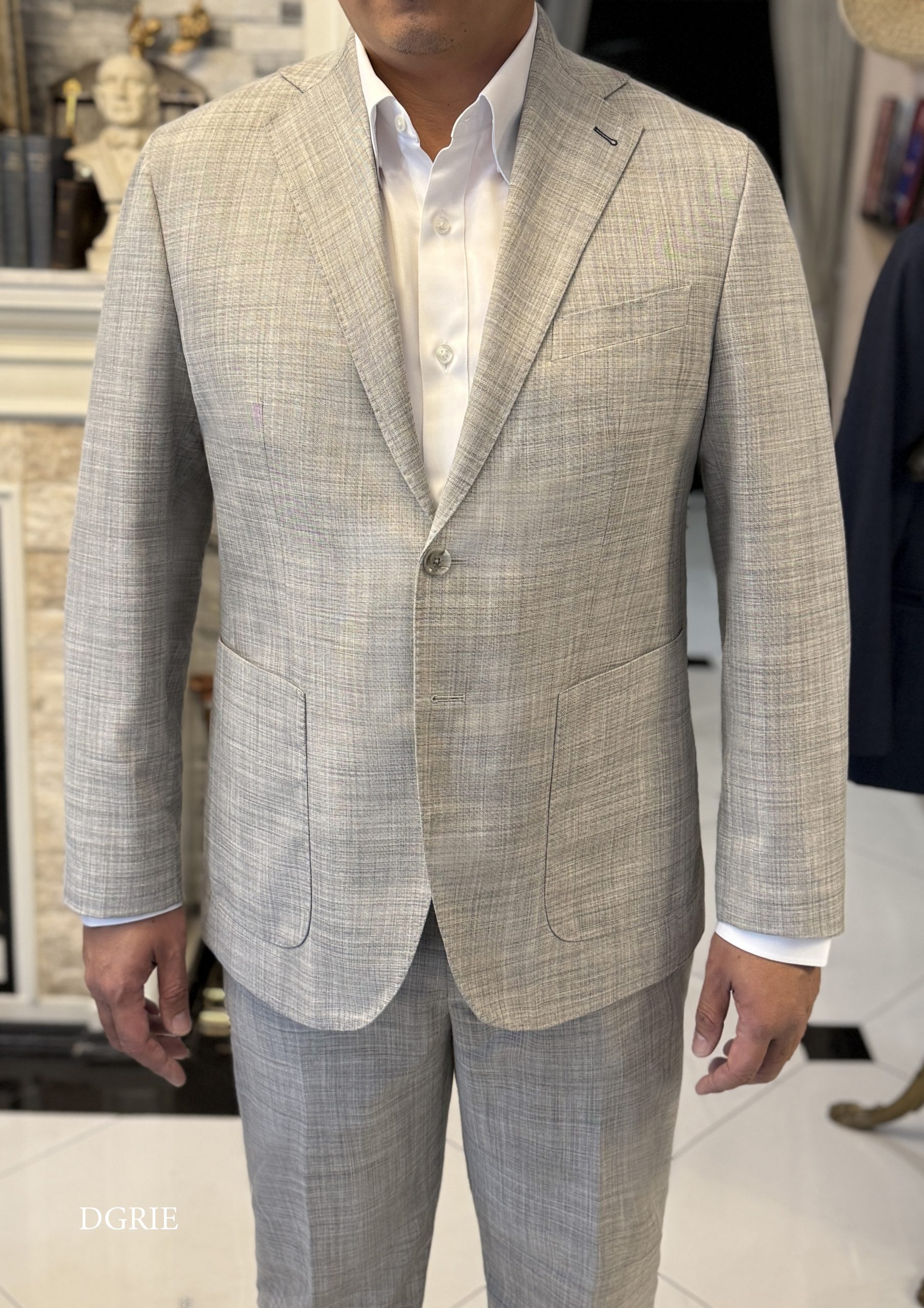 DGRIE Light Grey Wool Linen Suits