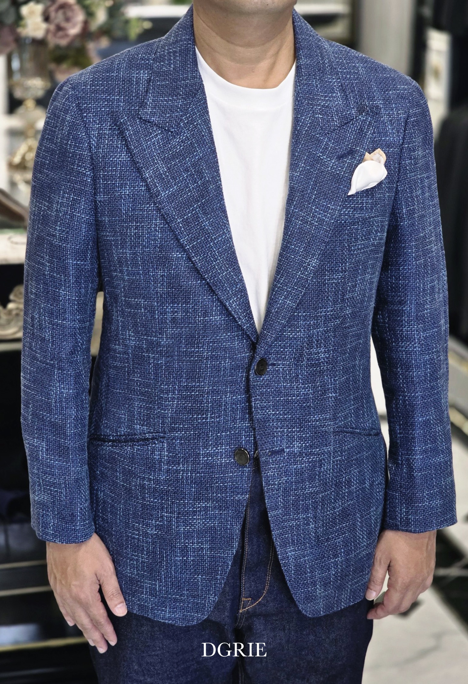 DGRIE – Navy Blue Linen Solbiati Sport Jacket