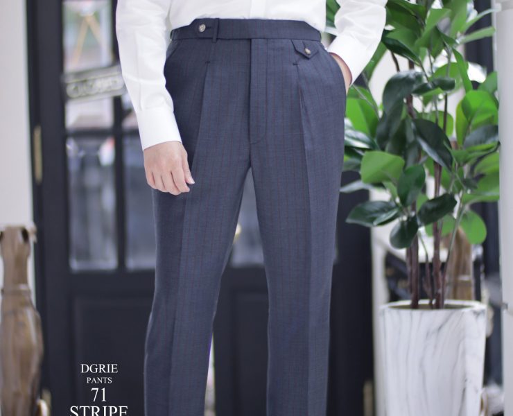 DGRIE PANTS 71 - Red Stripe Pleated Pants ตัดกางเกงลายทางสีแดง