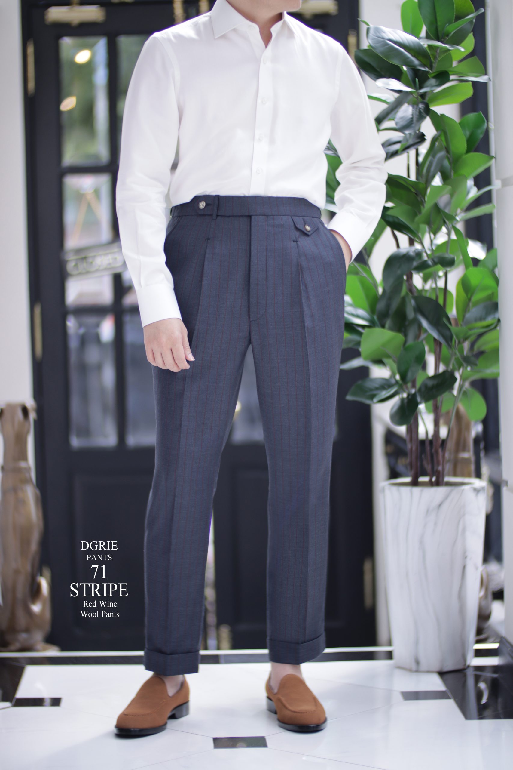 IMG_0591 copy DGRIE PANTS 71 - Red Stripe Pleated Pants ตัดกางเกงลายทางสีแดง
