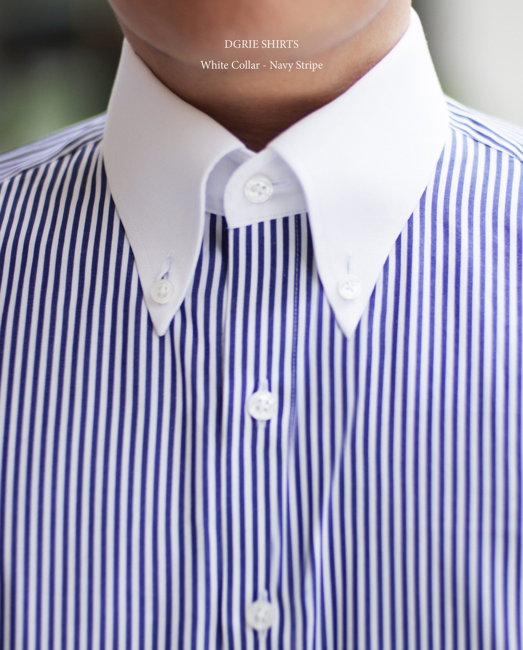 DGRIE SHIRTS - Navy Pin-stripe White Collar Shirt