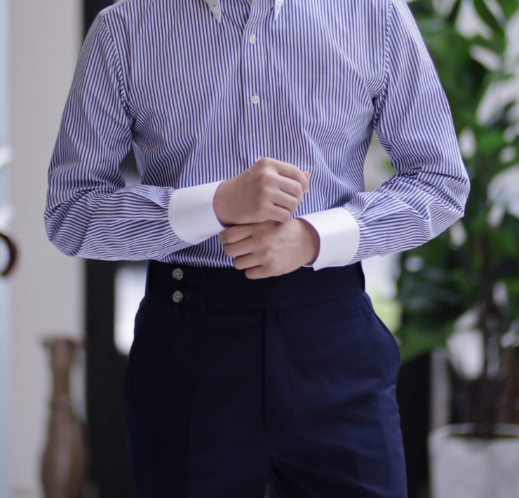 DGRIE SHIRTS - Navy Pin-stripe White Collar Shirt 19 DGRIE SHIRTS - Navy Pin-stripe White Collar Shirt