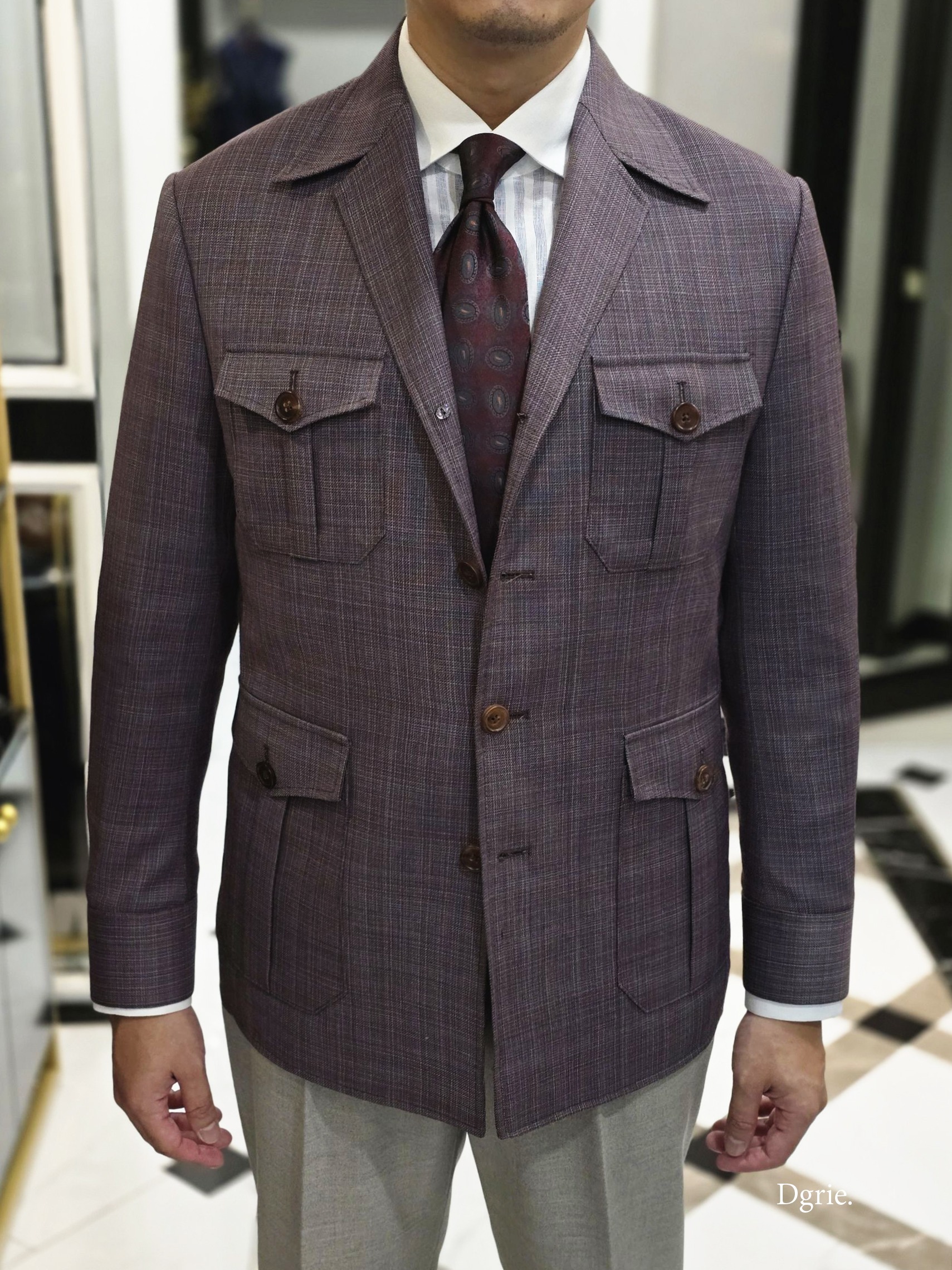 IMG_6376 copy ตัดเสื้อซาฟารี DGRIE - Textured Graph Brown Safari Jacket