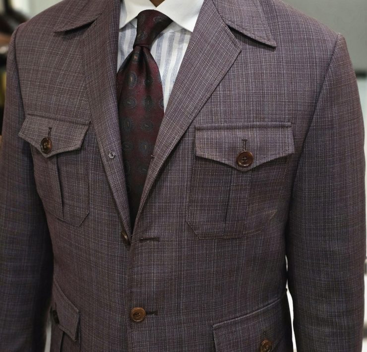 ตัดเสื้อซาฟารี DGRIE - Textured Graph Brown Safari Jacket