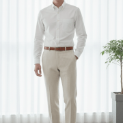 กางเกง Ivory White Stripes Dot Blend Wool Pants