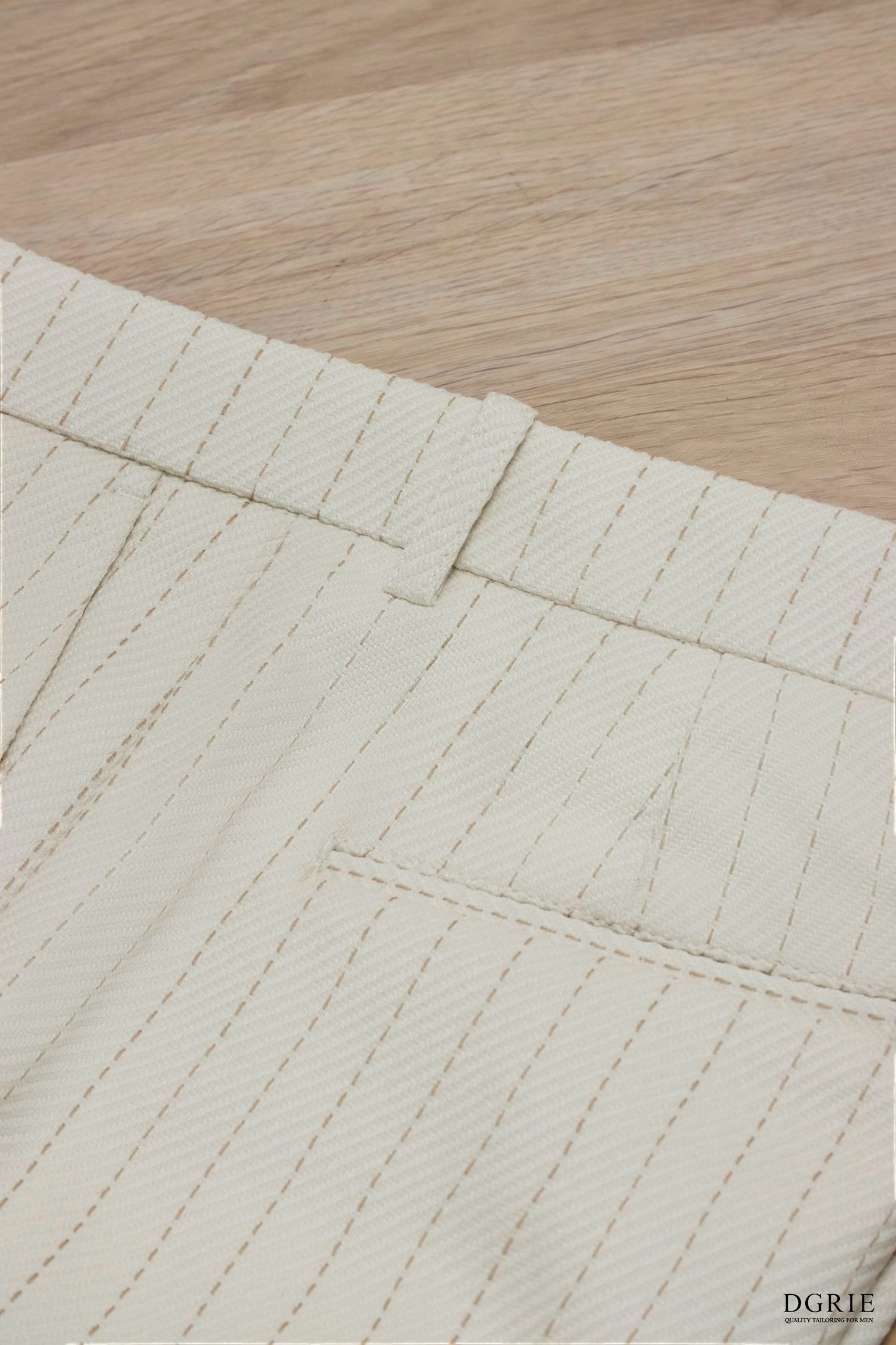 กางเกง Ivory White Stripes Dot Blend Wool Pants