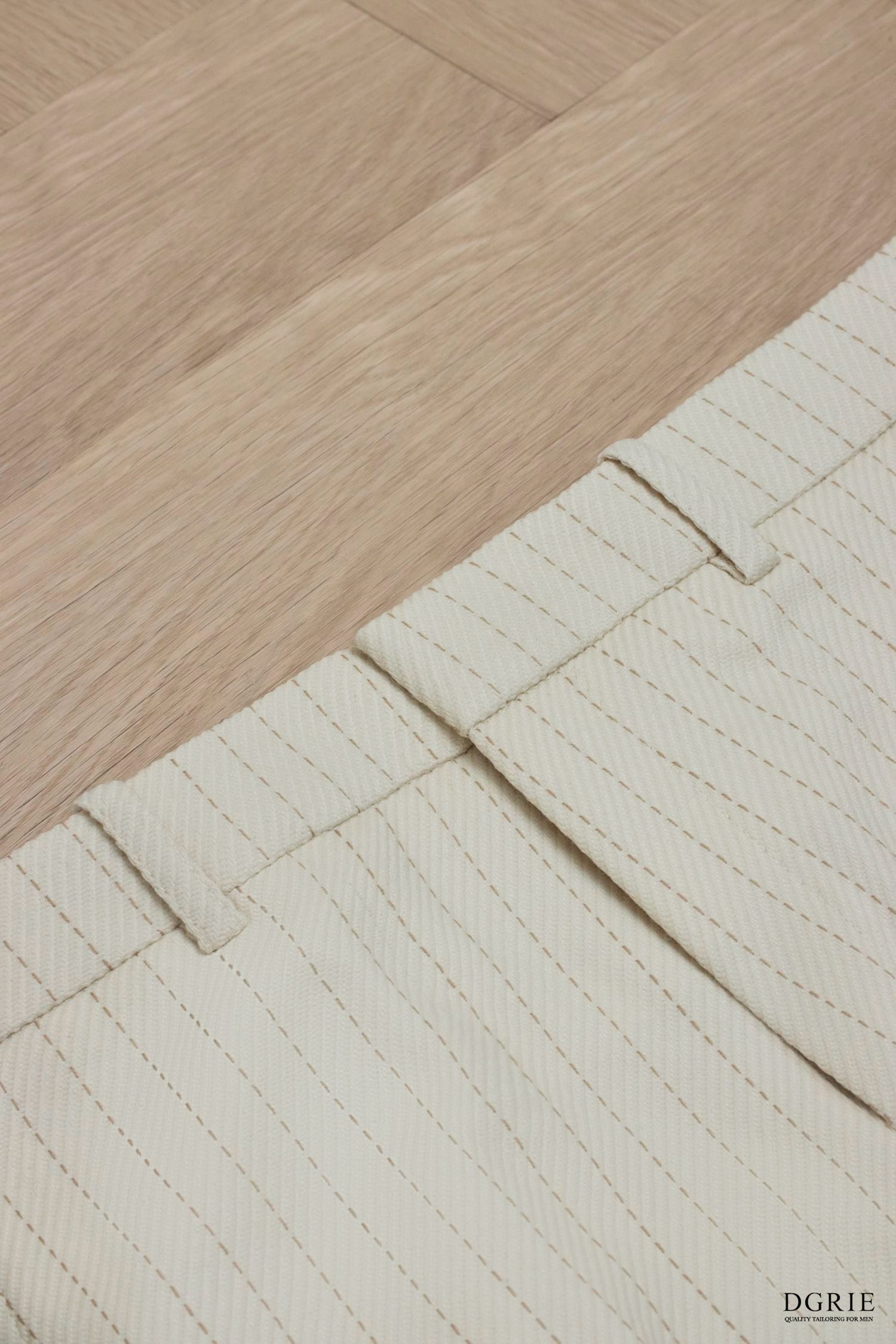 กางเกง Ivory White Stripes Dot Blend Wool Pants