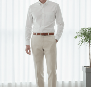 กางเกง Ivory White Stripes Dot Blend Wool Pants