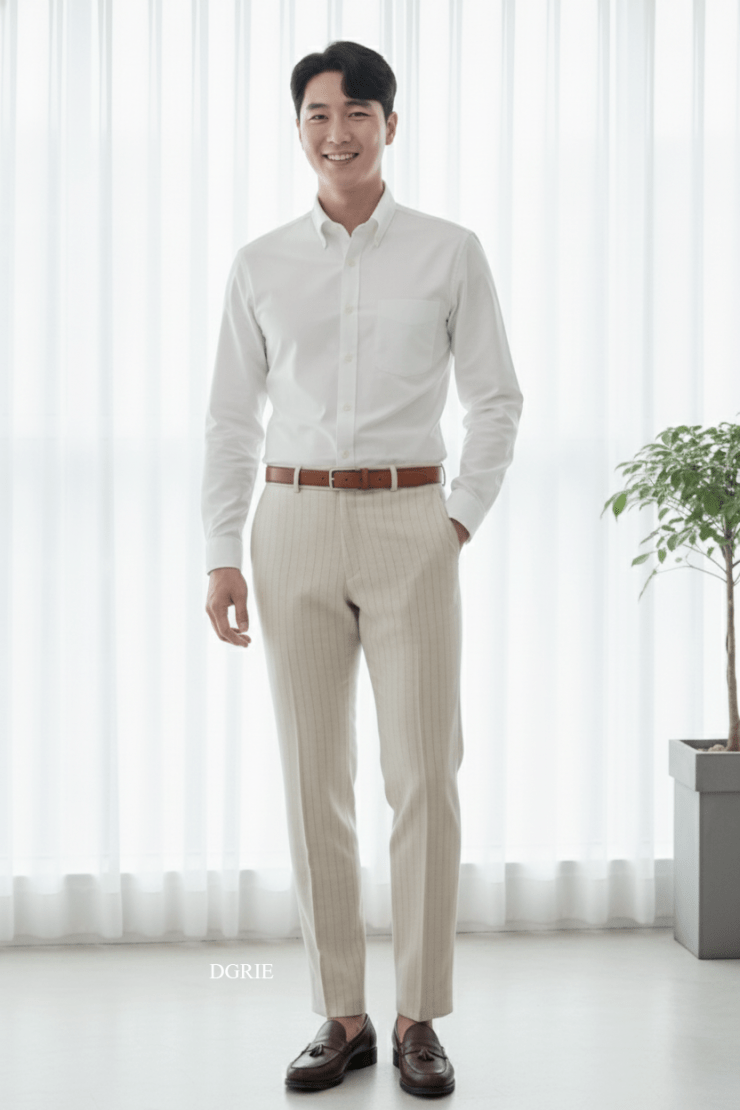 กางเกง Ivory White Stripes Dot Blend Wool Pants 3 กางเกง Ivory White Stripes Dot Blend Wool Pants