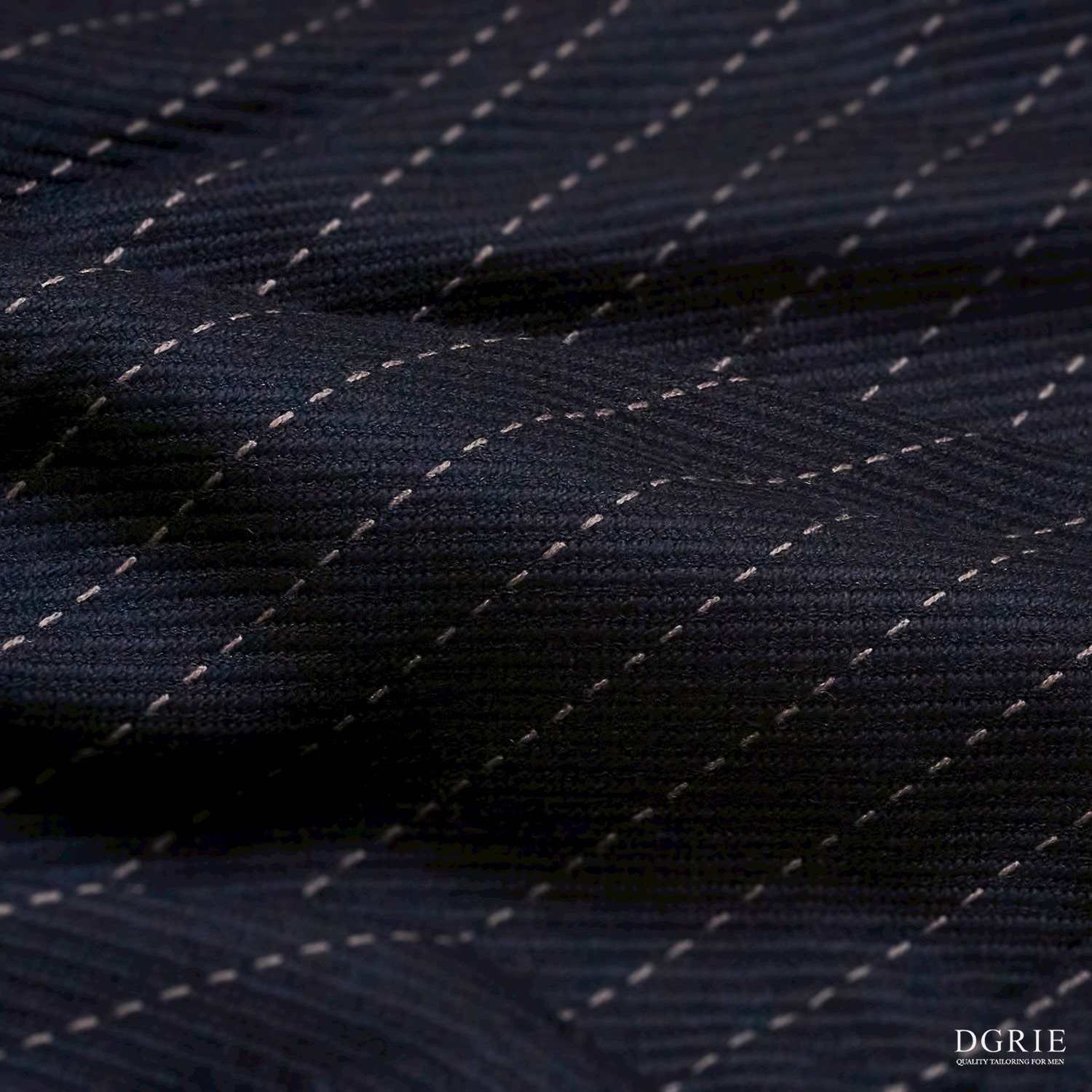 Navy Blue Stripe Dot Blend Wool Pants - DGRIE