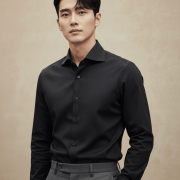 เสื้อเชิ้ต Noir Black B/B Cutaway Collar Cotton Shirt