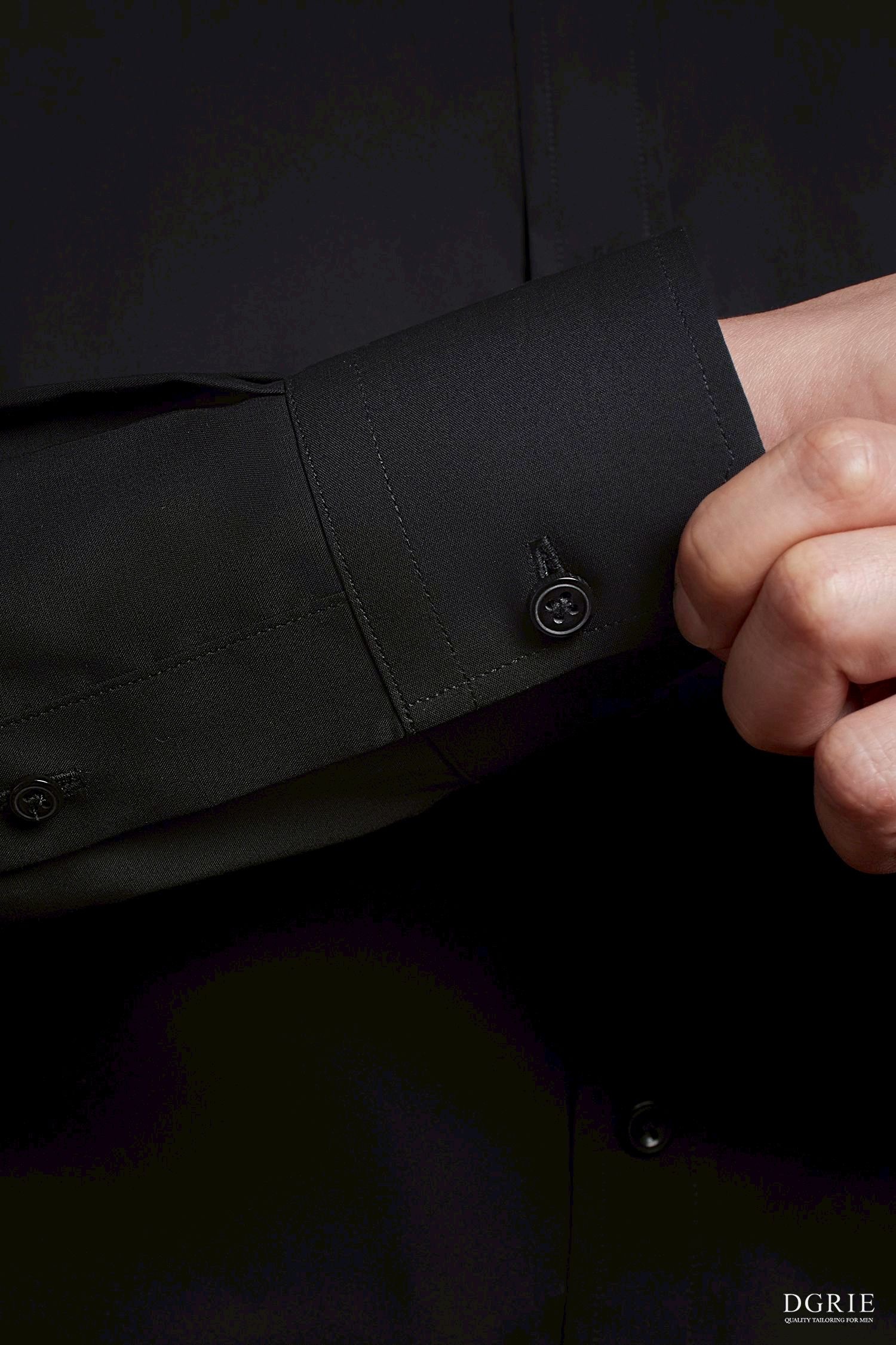 91A09C60-8487-470B-8661-E90B7197F46F เสื้อเชิ้ต Noir Black B/B Cutaway Collar Cotton Shirt