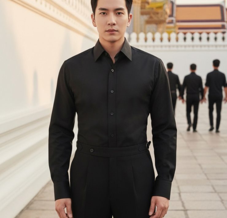 เสื้อเชิ้ตสีดำ - Super Black Cotton MOP Button Spread Collar Shirt 5 เสื้อเชิ้ตสีดำ - Super Black Cotton MOP Button Spread Collar Shirt