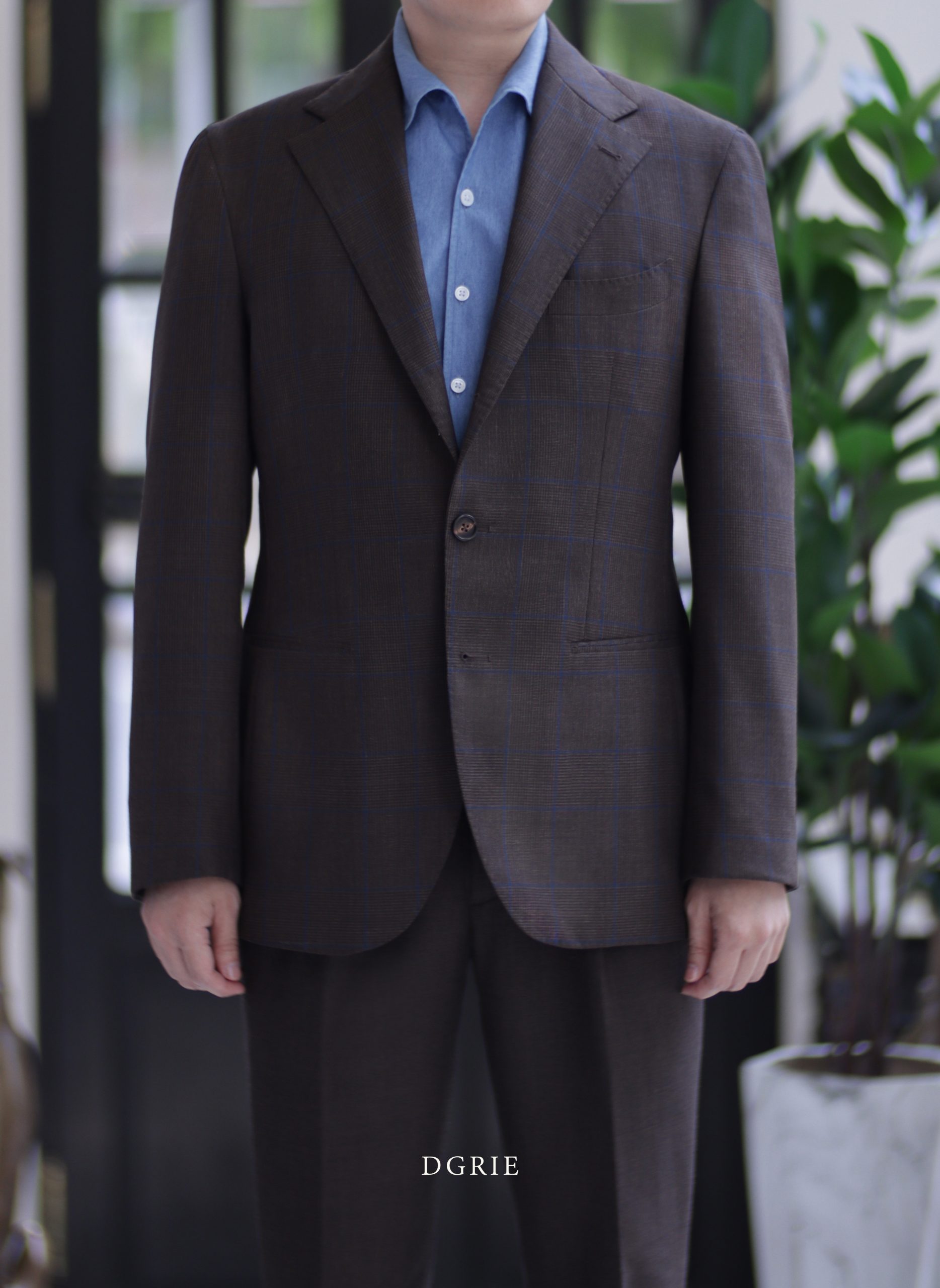DGRIE Brown Navy Check High Twist Suits