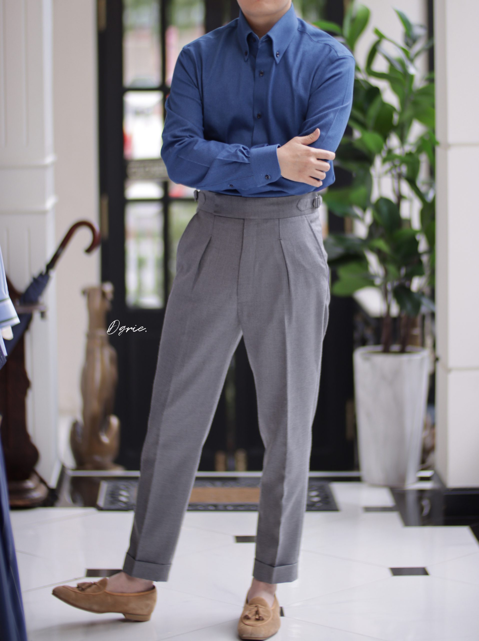 ร้านตัดเชิ้ต DGRIE Button Down Denim Shirt