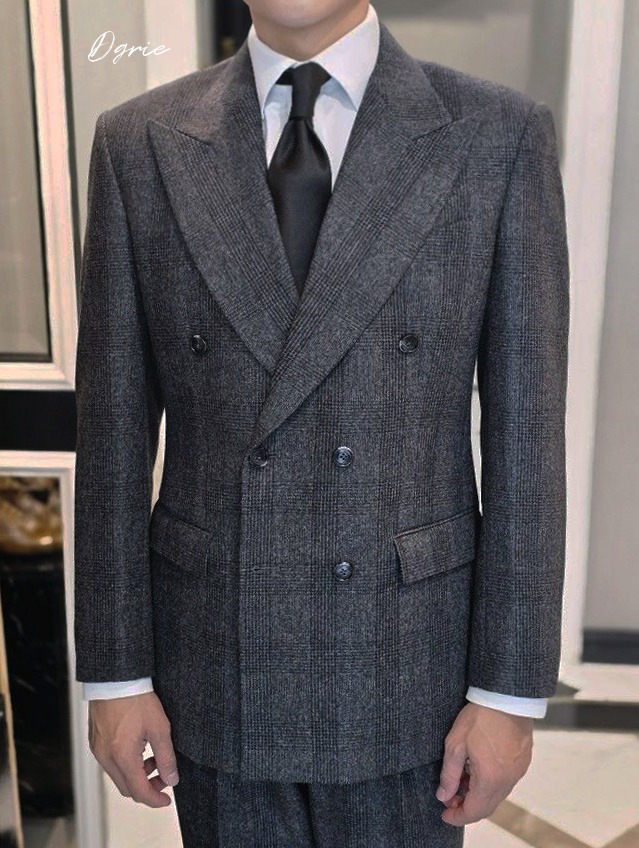 ร้านตัดสูท DGRIE Dark Grey Prince of wales Double Breasted Suits