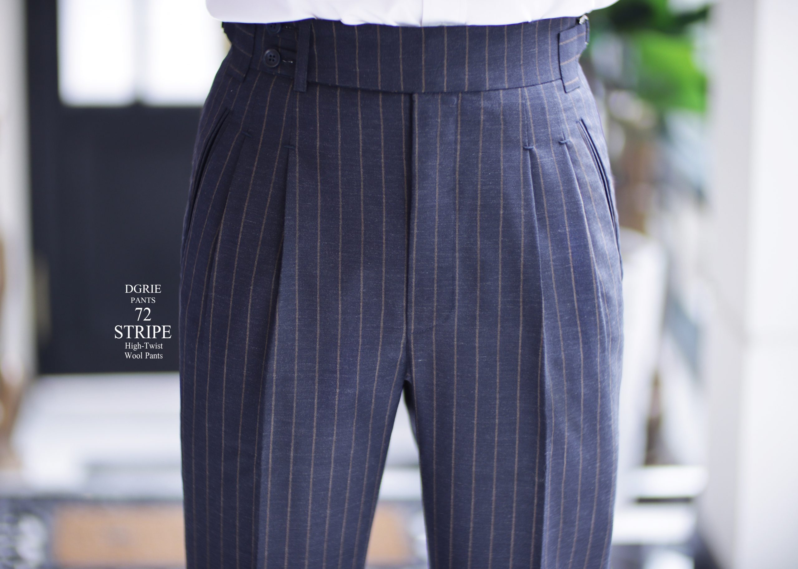 ตัดกางเกง DGRIE PANTS 72 - NAVY STRIPE HIGH TWIST PANTS