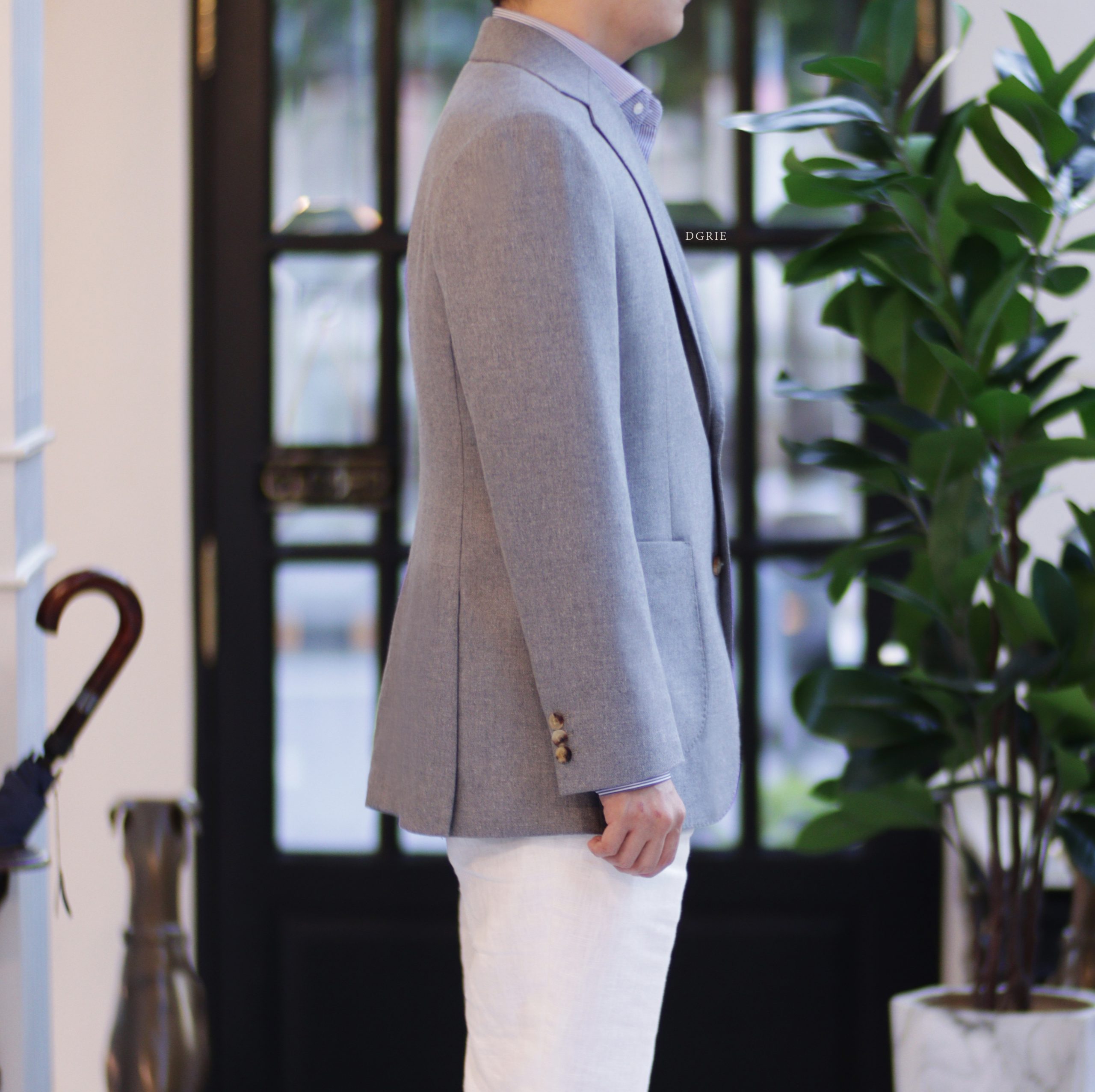 ตัดสูท Texture Grey Sport Jacket with white linen pants