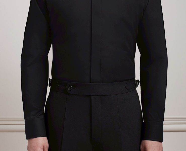 เสื้อเชิ้ตคอจีนสีดำ Noir Black B/N Mandarin Collar Cotton Shirt