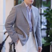 ตัดสูท Texture Grey Sport Jacket with white linen pants