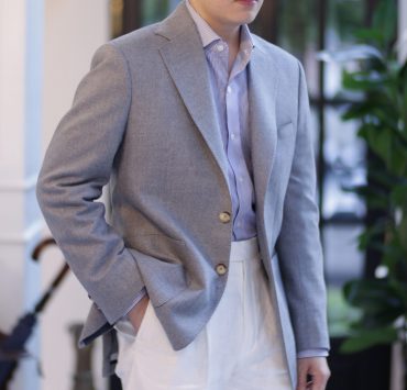 ตัดสูท Texture Grey Sport Jacket with white linen pants
