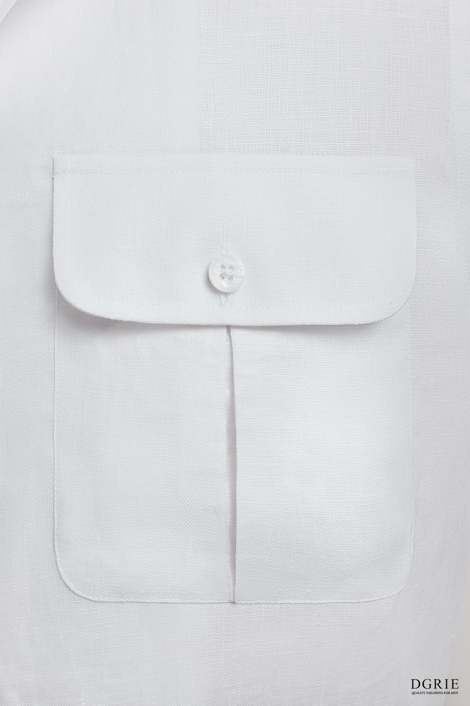 DGRIE Classic Box Pleat Flap Pocket Plain Linen Shirts