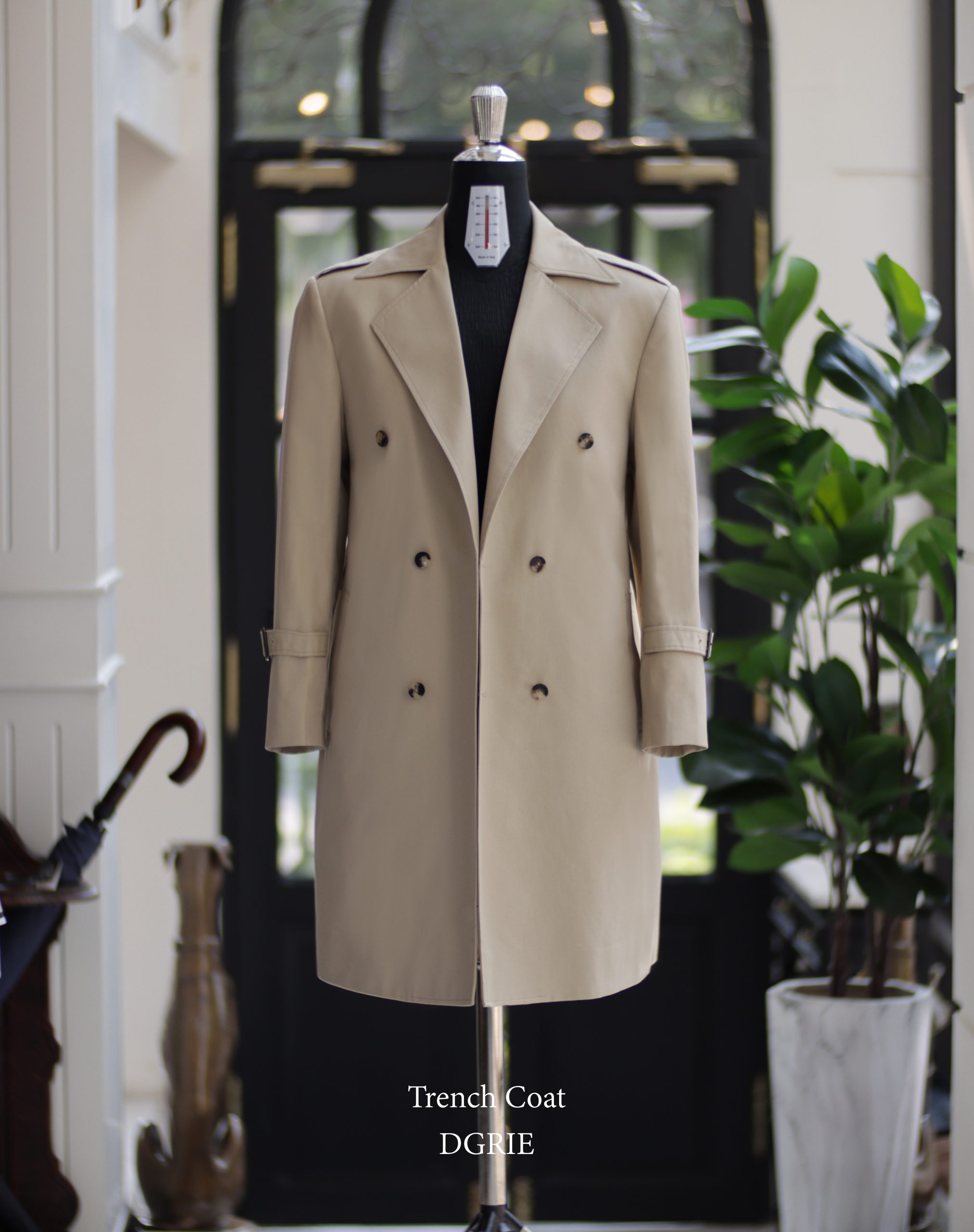 DGRIE ตัด Classic Trench coat แบบเรียบง่าย ปกคลาสสิค