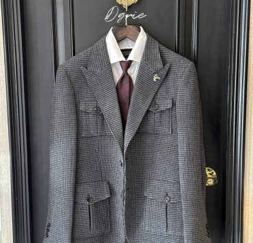 เสื้อซาฟารี DGRIE Flannel Houndstooth Safari jacket