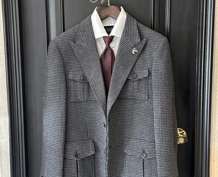 เสื้อซาฟารี DGRIE Flannel Houndstooth Safari jacket