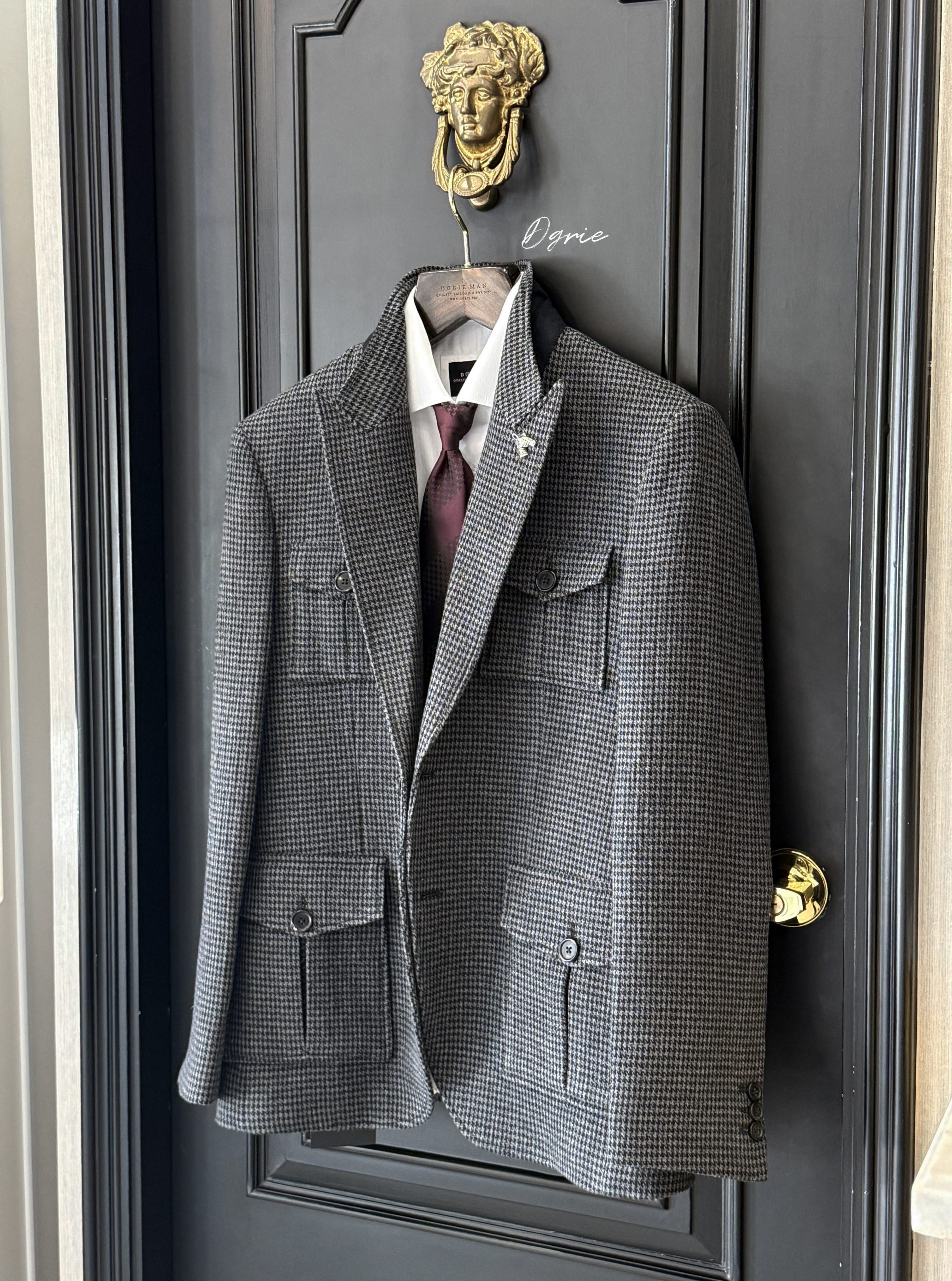 เสื้อซาฟารี DGRIE Flannel Houndstooth Safari jacket