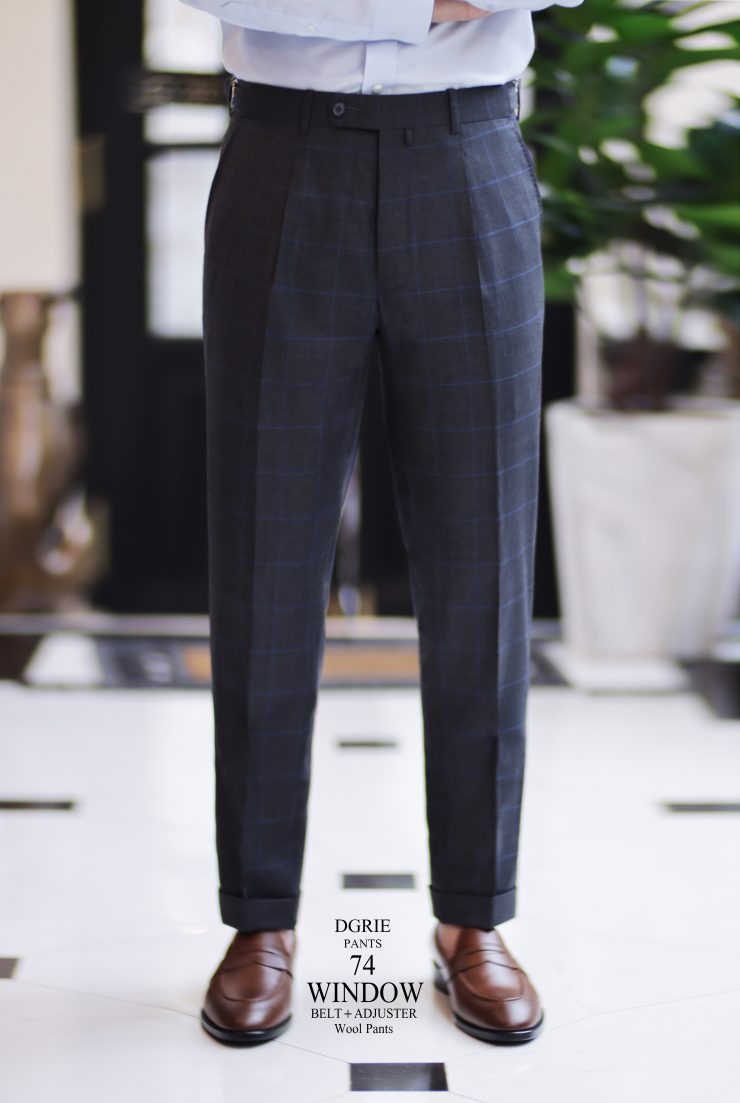 DGRIE PANTS 74 - Window High-Waist Side Adjuster + Belt Wool Pants 1 DGRIE PANTS 74 - Window High-Waist Side Adjuster + Belt Wool Pants