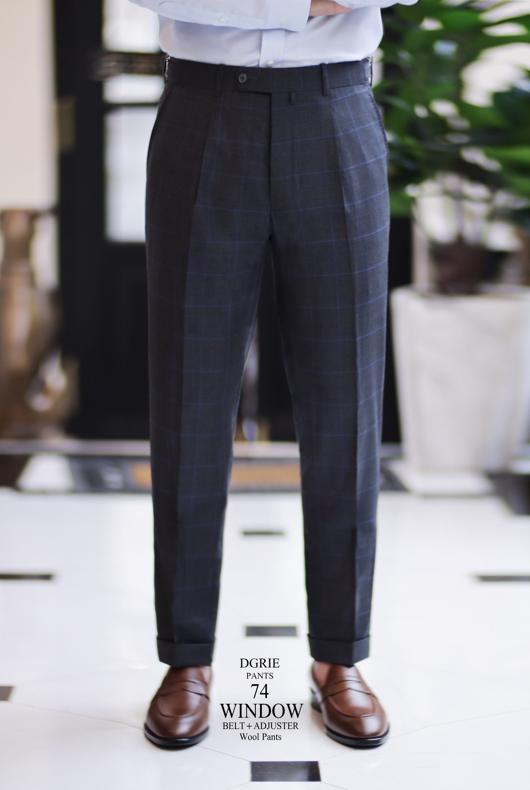 DGRIE PANTS 74 - Window High-Waist Side Adjuster + Belt Wool Pants