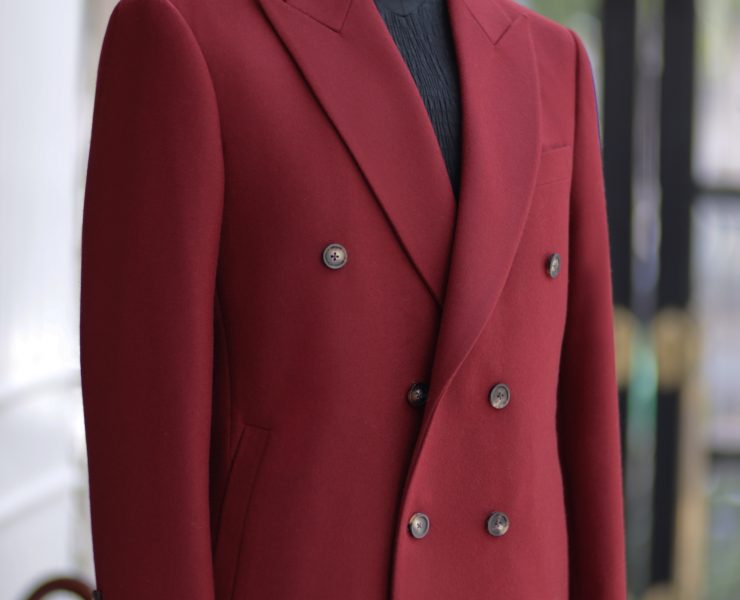 ร้านตัดสูท Red Wool Flannel Double Breasted Jacket