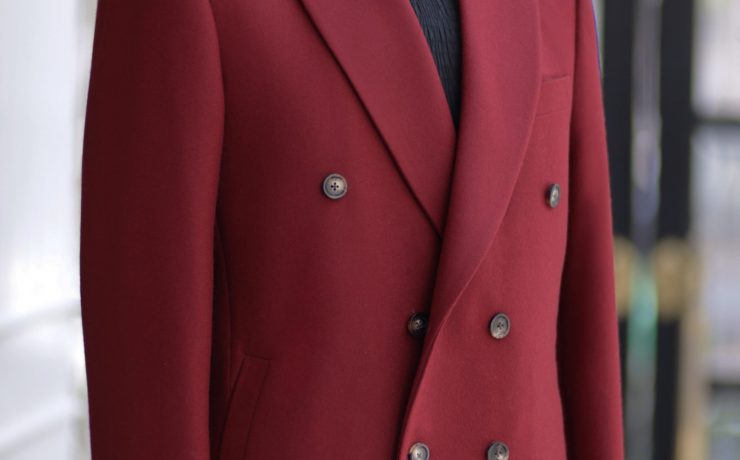 ร้านตัดสูท Red Wool Flannel Double Breasted Jacket