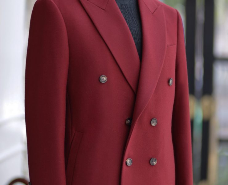 ร้านตัดสูท Red Wool Flannel Double Breasted Jacket