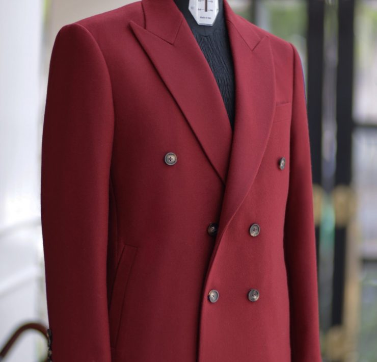ร้านตัดสูท Red Wool Flannel Double Breasted Jacket