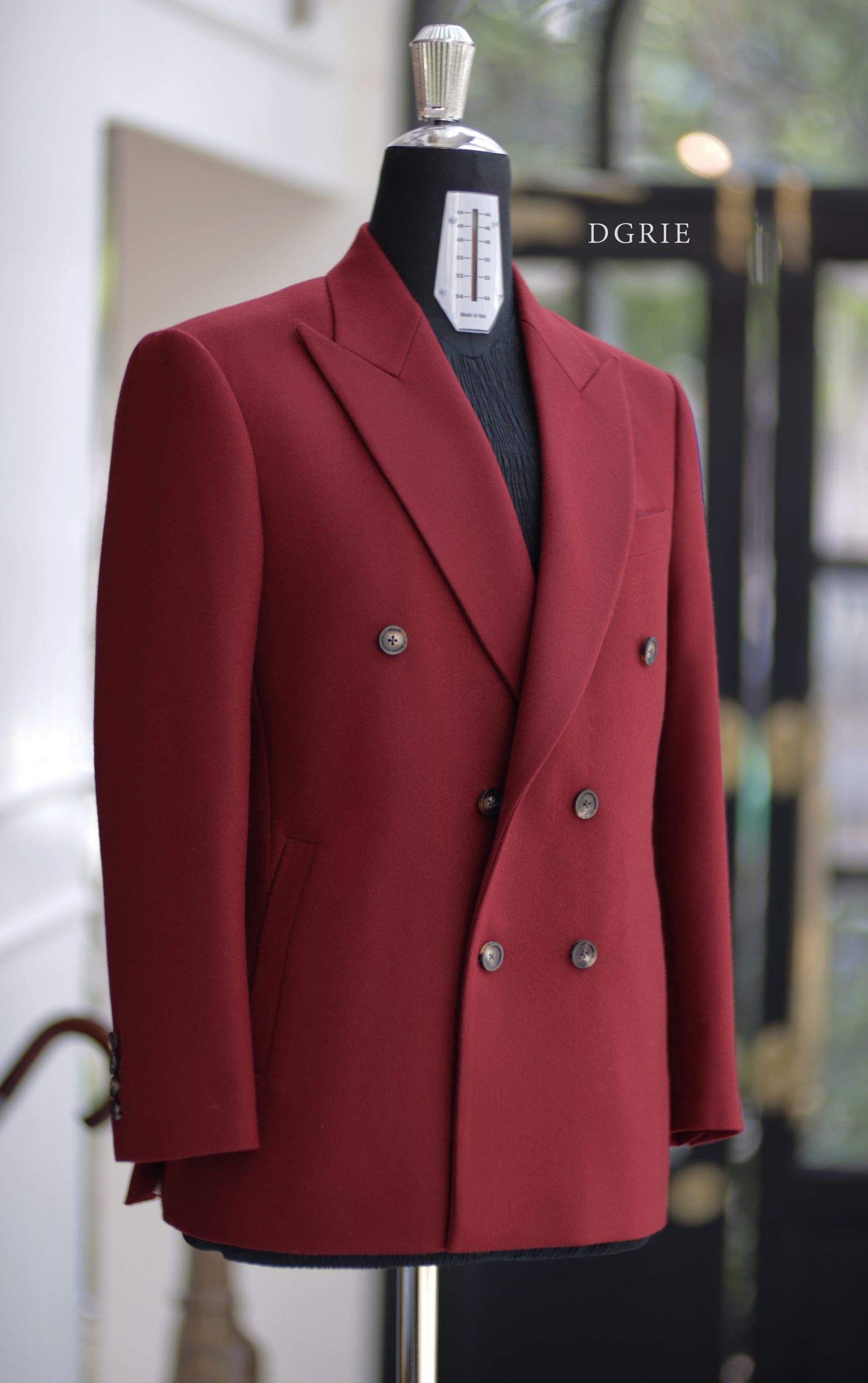 ร้านตัดสูท Red Wool Flannel Double Breasted Jacket