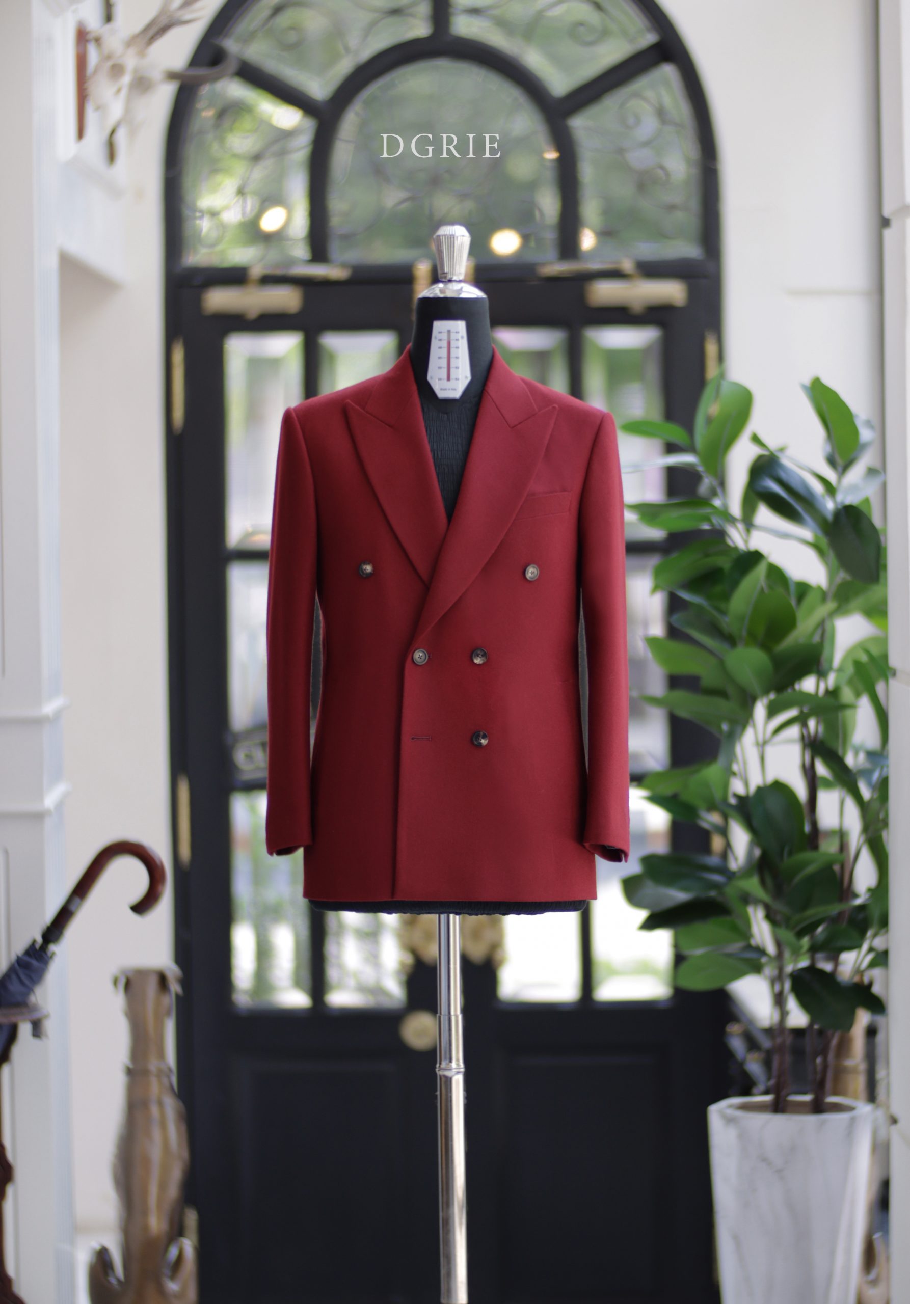 ร้านตัดสูท Red Wool Flannel Double Breasted Jacket