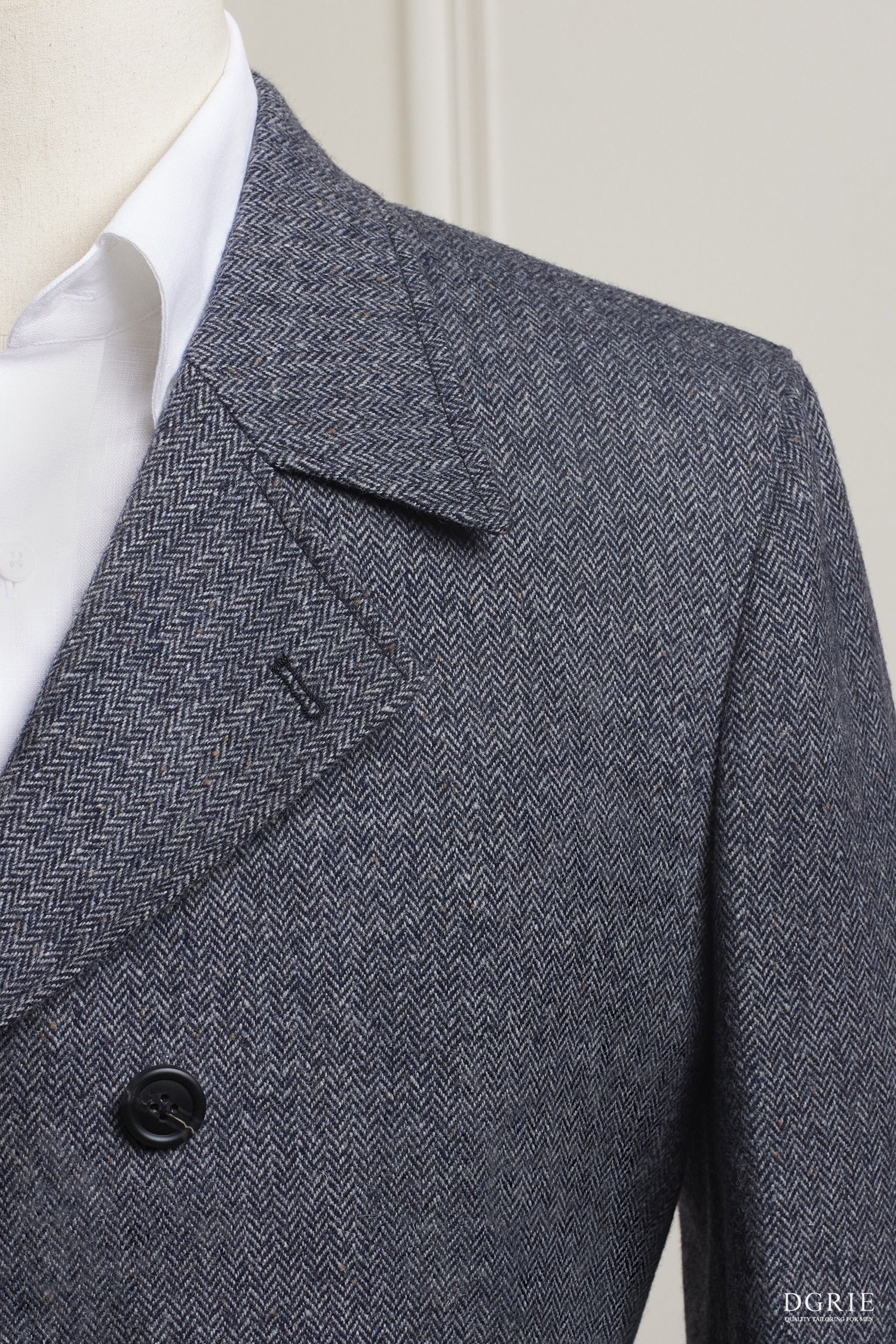 เสื้อโค้ทกันหนาว PeaCoat Dark Gray Herringbone 6 Botton Flannel Wool