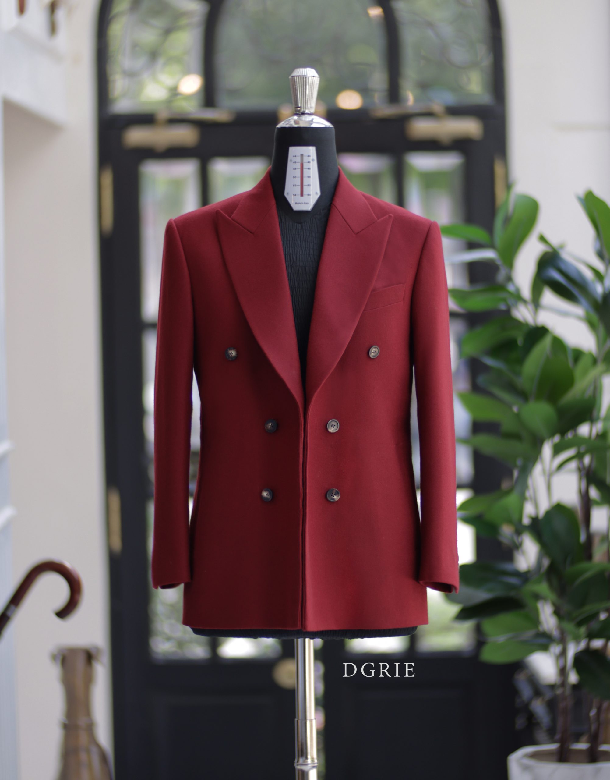 ร้านตัดสูท Red Wool Flannel Double Breasted Jacket