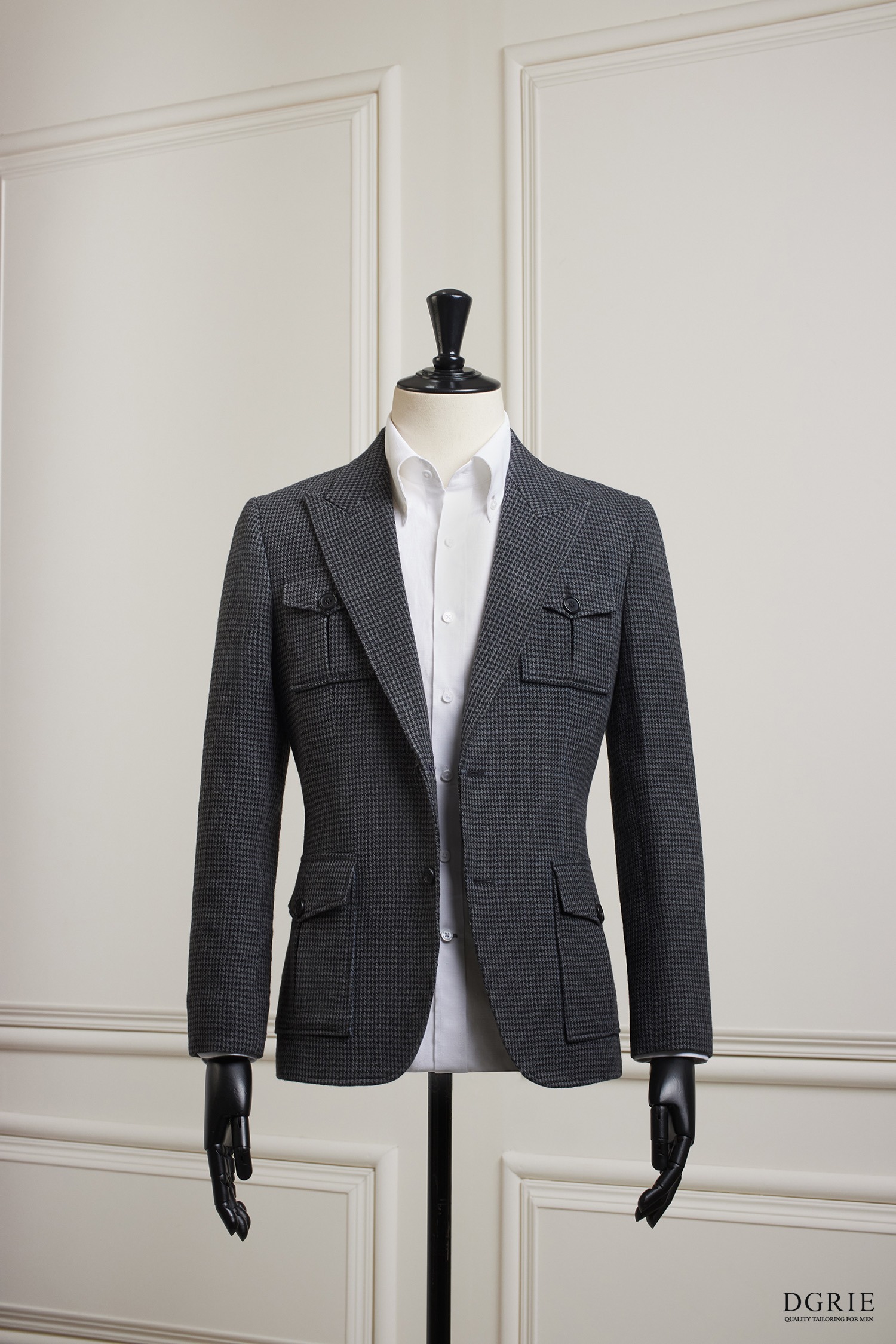 Safari Jacket - Gray Houndstooth Flannel