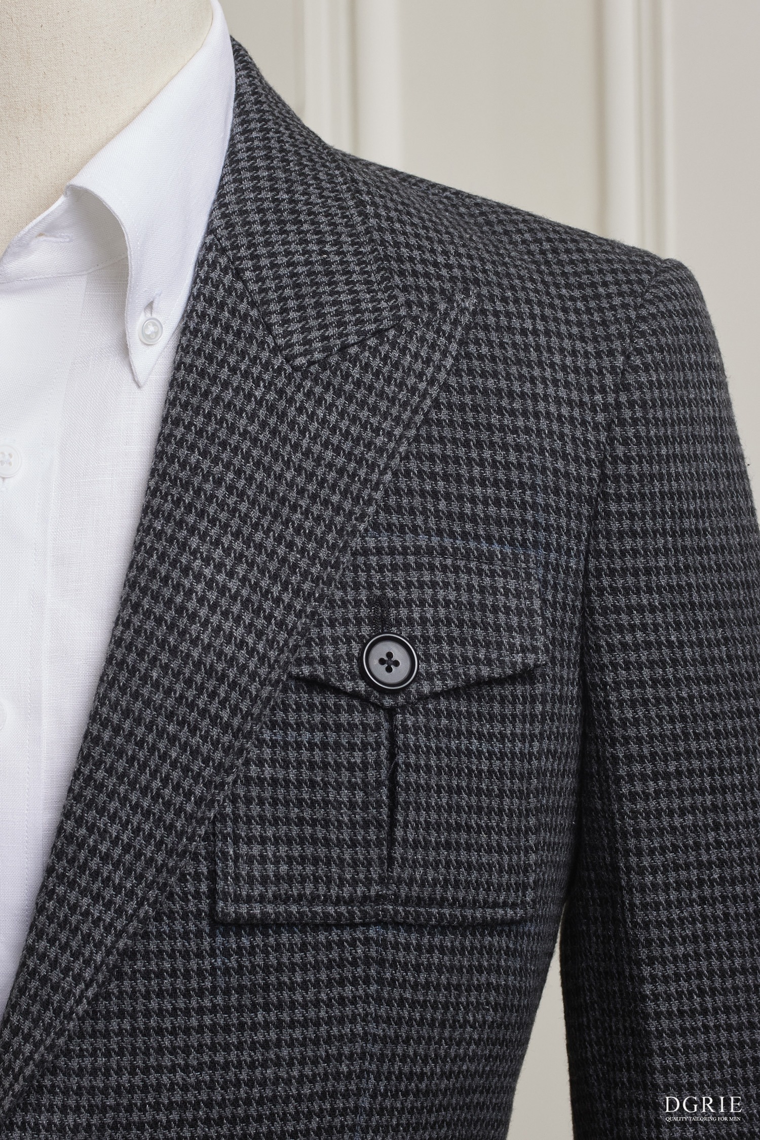 Safari Jacket - Gray Houndstooth Flannel
