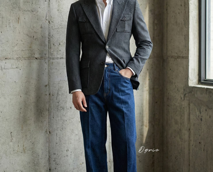 Safari Jacket - Gray Houndstooth Flannel