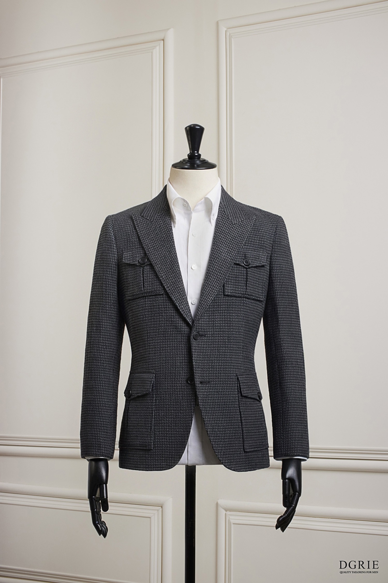 Safari Jacket - Gray Houndstooth Flannel