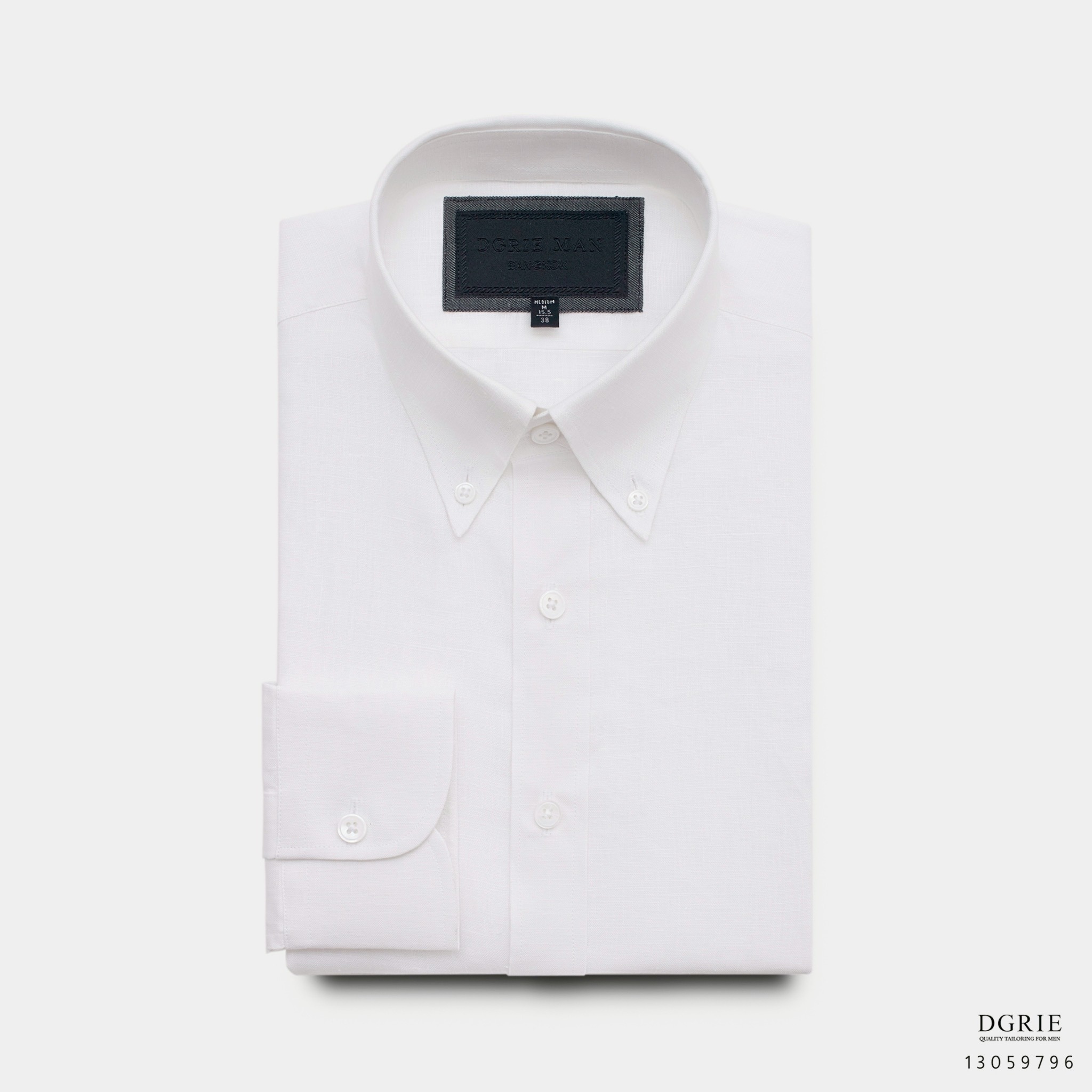 IMG_7556 เสื้อเชิ้ต ปกติดกระดุม Smart High Collar Button Down linen White Shirt