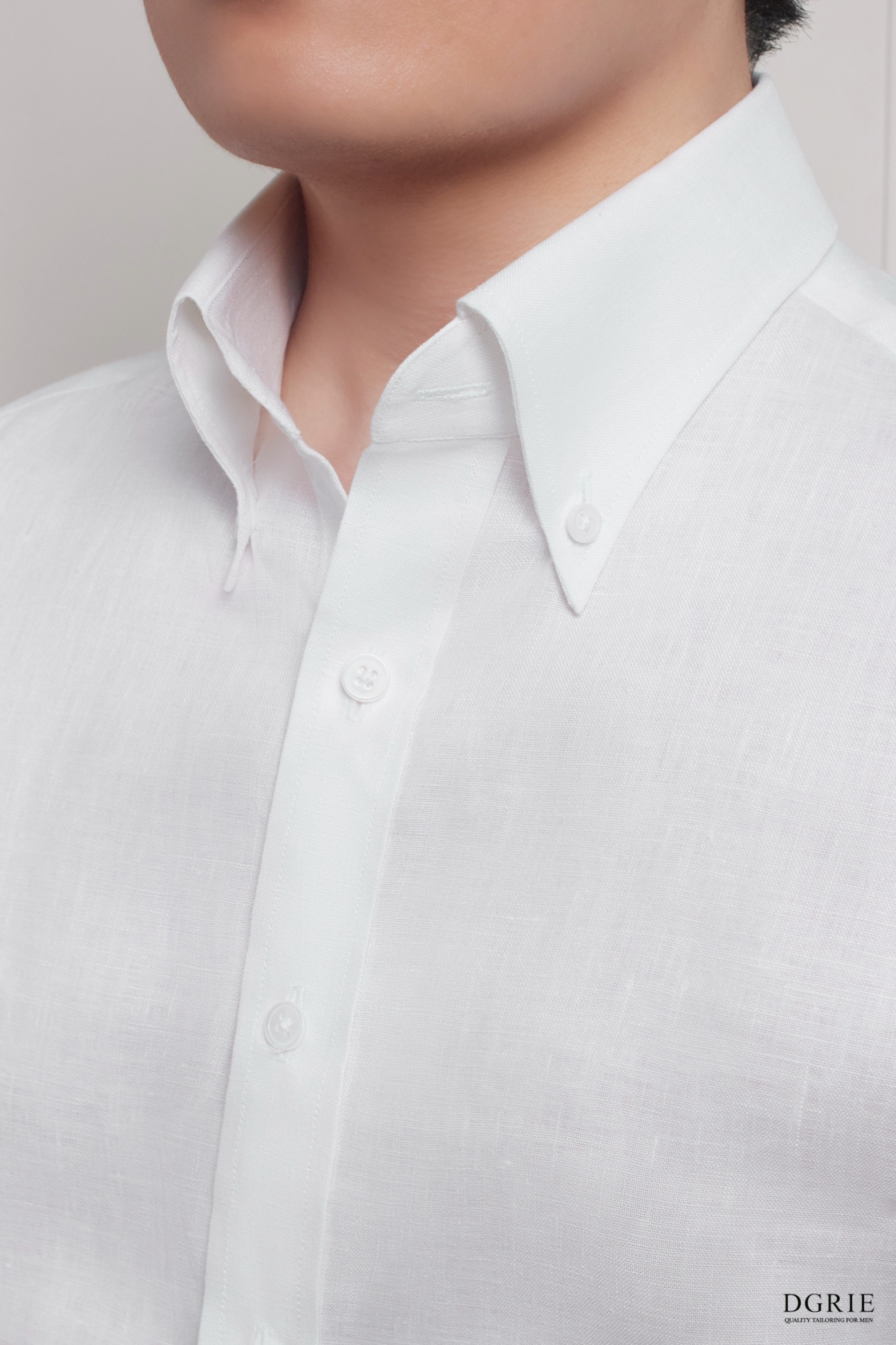 IMG_7557 เสื้อเชิ้ต ปกติดกระดุม Smart High Collar Button Down linen White Shirt