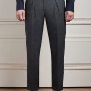 กางเกง Check Dark Grey Classic Twin Belts Side Adjuster Wool Pants